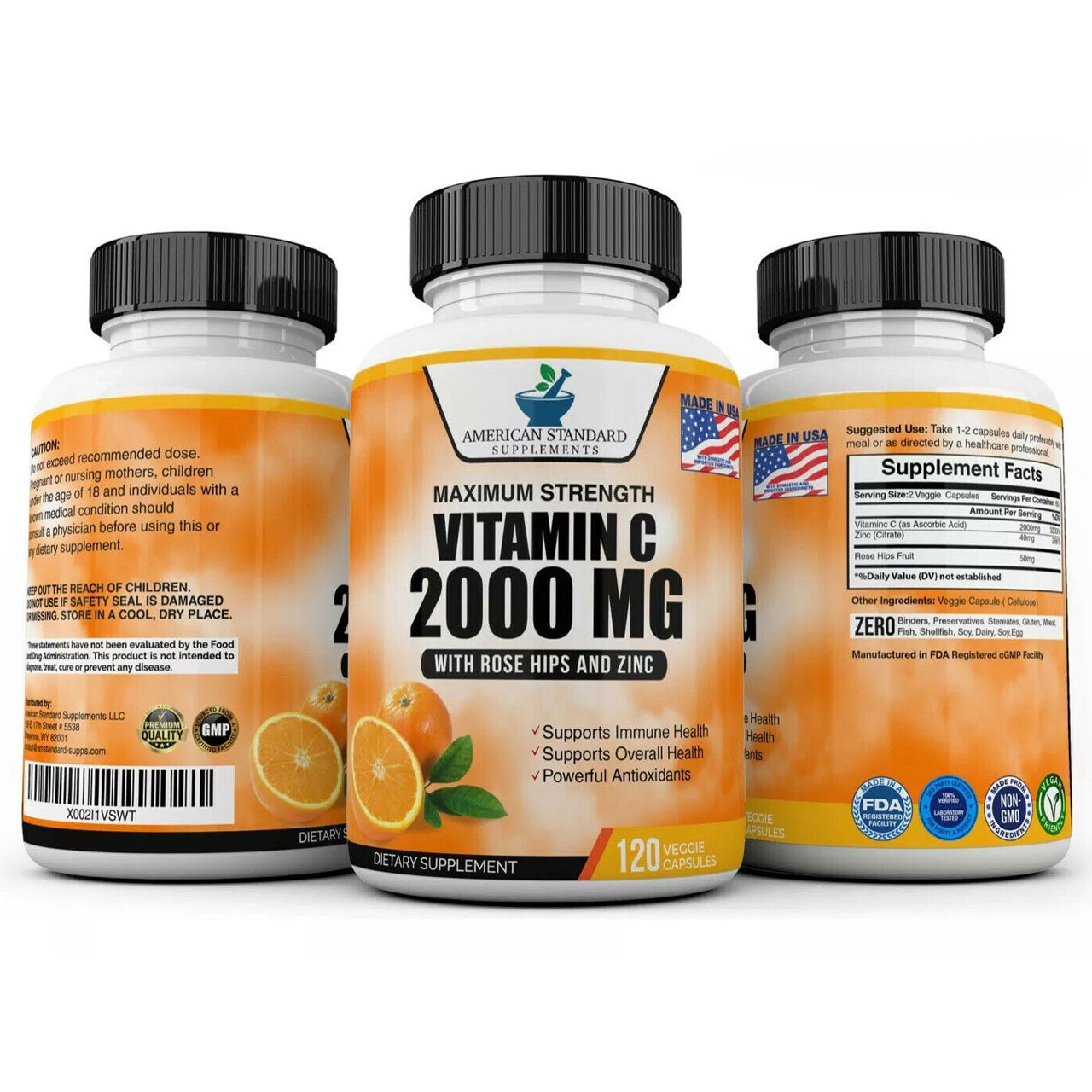 ویتامین C 2000 به همراه زینک 40mg برند American Standard