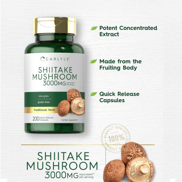 Carlyle Shiitake Mushroom Extract 3000mg 200 Capsules 9