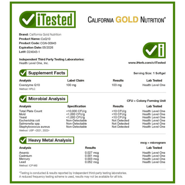 California Gold Nutrition CoQ10 100mg 30 softgels 4