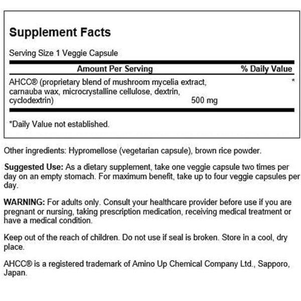 Swanson ahcc 500mg 60 veggie capsule 50