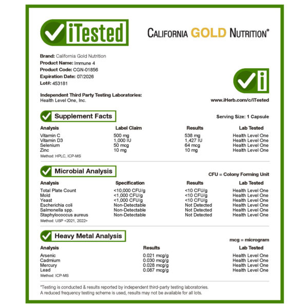 immune system support immune 4 180 capsule california gold 2